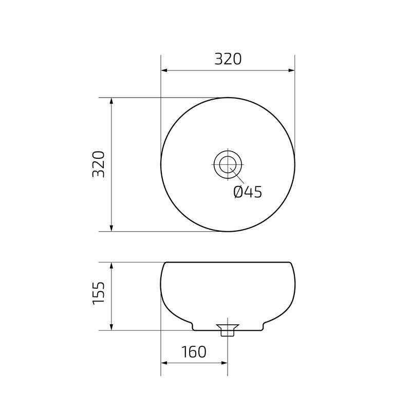 Накладная раковина GID Esfera Mnc481 32 под глянцевый камень, круглая, фаянс