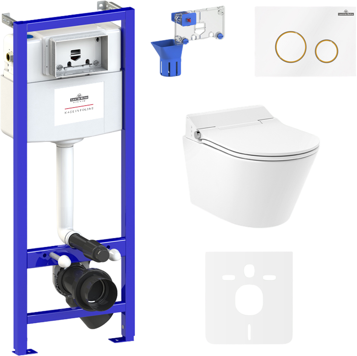 Комплект Lavinia Boho Унитаз подвесной Smart V-Clean 335901RS с микролифтом + Инсталляция RelFix 38010010 + Кнопка RelFix 38050804 + Дозатор RelFix 38040010