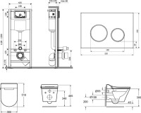 Комплект Lavinia Boho Унитаз подвесной Smart V-Clean 335901RS с микролифтом + Инсталляция RelFix 38010010 + Кнопка RelFix 38050804 + Дозатор RelFix 38040010