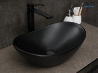 Накладная раковина GID Lago Bm9133 48 матовая черная, овальная, фаянс