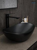 Накладная раковина GID Lago Bm9133 48 матовая черная, овальная, фаянс