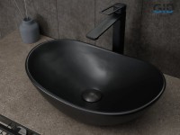 Накладная раковина GID Lago Bm9133 48 матовая черная, овальная, фаянс