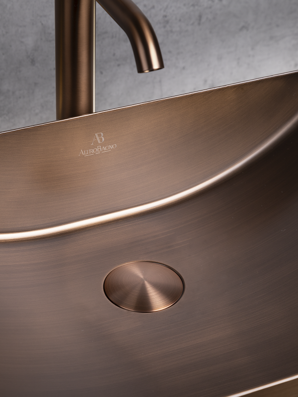 Накладная раковина AltroBagno Futuro 001016 BrAn 50 состаренная бронза, прямоугольная, нержавеющая сталь
