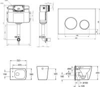 Комплект Lavinia Boho Унитаз приставной Aveo Rimless 3306404R + Крышка-сиденье Aveo 33290600 с микролифтом + Бачок скрытого монтажа RelFix 38020010 + Кнопка RelFix 380502MC + Дозатор RelFix 38040010