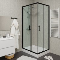 Душевой уголок Parly ZQ121B 120x80, с поддоном, профиль черный, стекло прозрачное