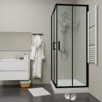 Душевой уголок Parly ZQ121B 120x80, с поддоном, профиль черный, стекло прозрачное