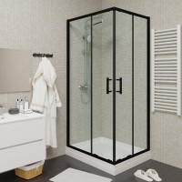 Душевой уголок Parly ZQ121B 120x80, с поддоном, профиль черный, стекло прозрачное