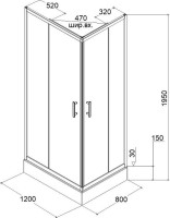 Душевой уголок Parly ZQ121B 120x80, с поддоном, профиль черный, стекло прозрачное