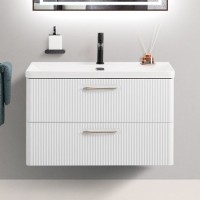 Тумба с раковиной BelBagno Due 80 белый металлик