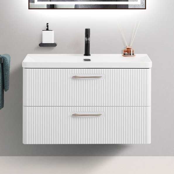 Тумба с раковиной BelBagno Due 80 белый металлик