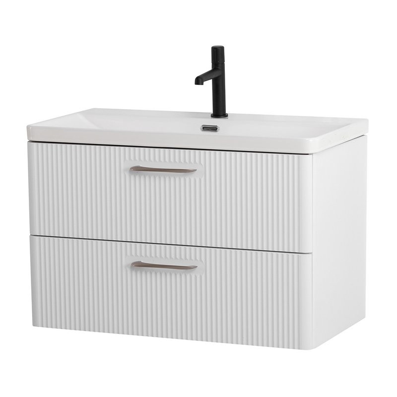 Тумба с раковиной BelBagno Due 80 белый металлик