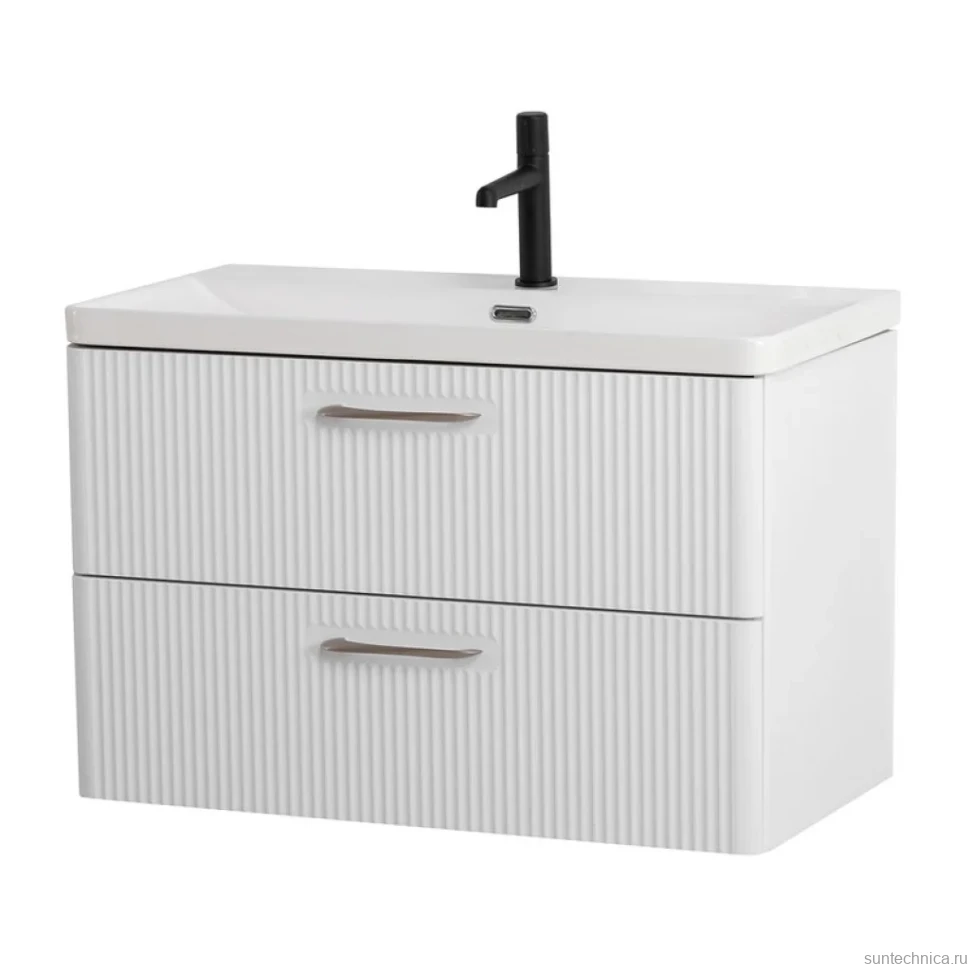 Тумба с раковиной BelBagno Due 80 белый металлик