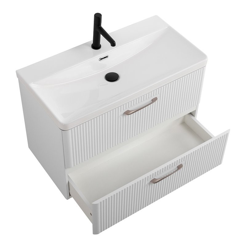Тумба с раковиной BelBagno Due 80 белый металлик