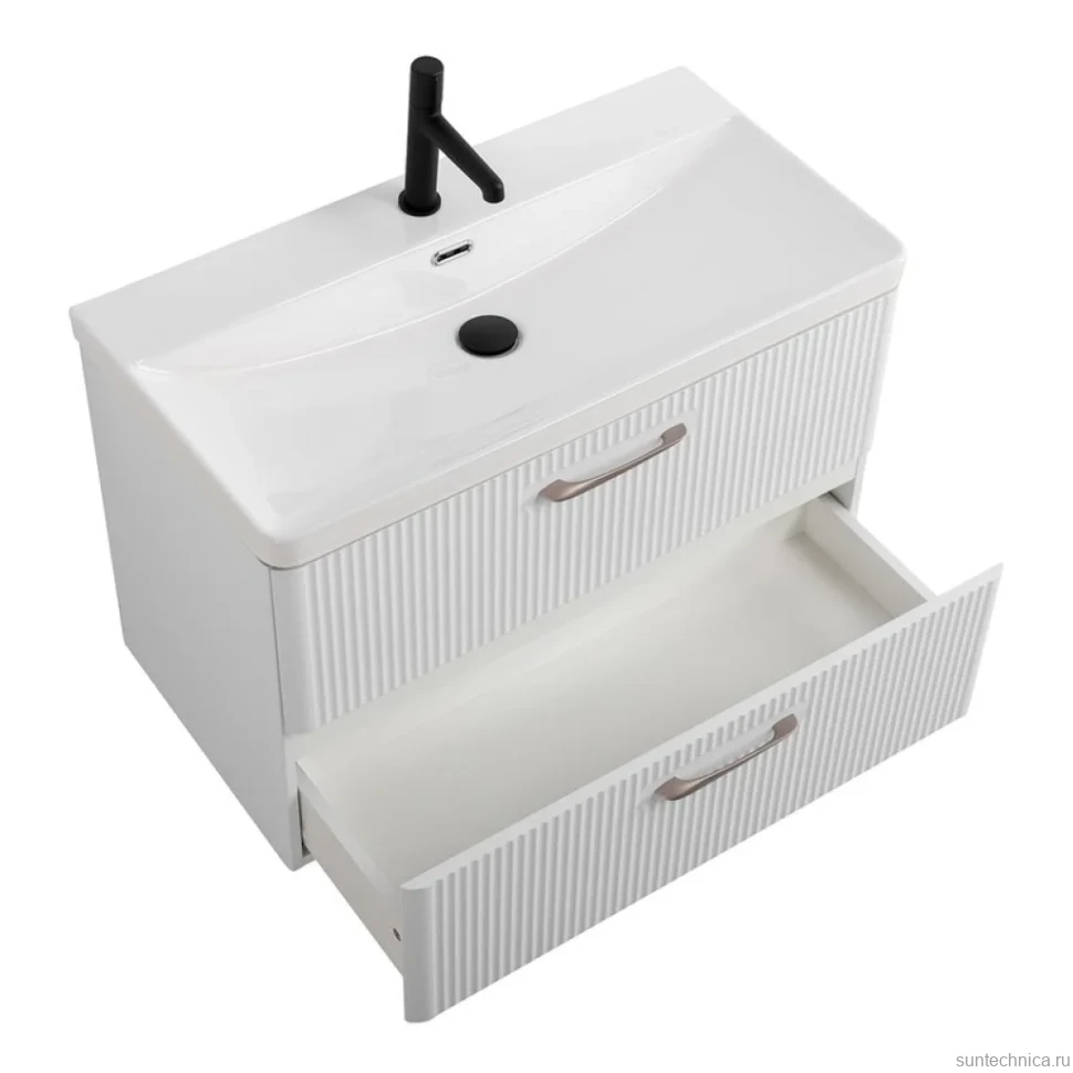 Тумба с раковиной BelBagno Due 80 белый металлик