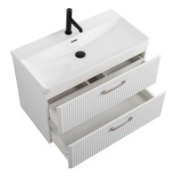Тумба с раковиной BelBagno Due 80 белый металлик