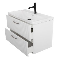 Тумба с раковиной BelBagno Due 80 белый металлик