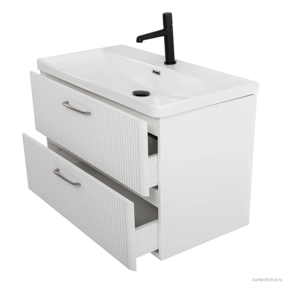 Тумба с раковиной BelBagno Due 80 белый металлик