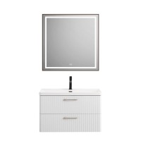 Тумба с раковиной BelBagno Due 80 белый металлик