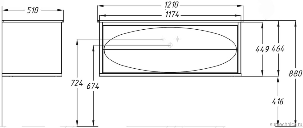 Тумба с раковиной Opadiris Ибица 120 подвесная, фурнитура хром