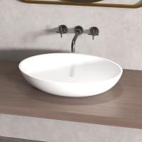 Накладная раковина Abber Stein AS2635 55 матовая белая, овальная, искусственный камень