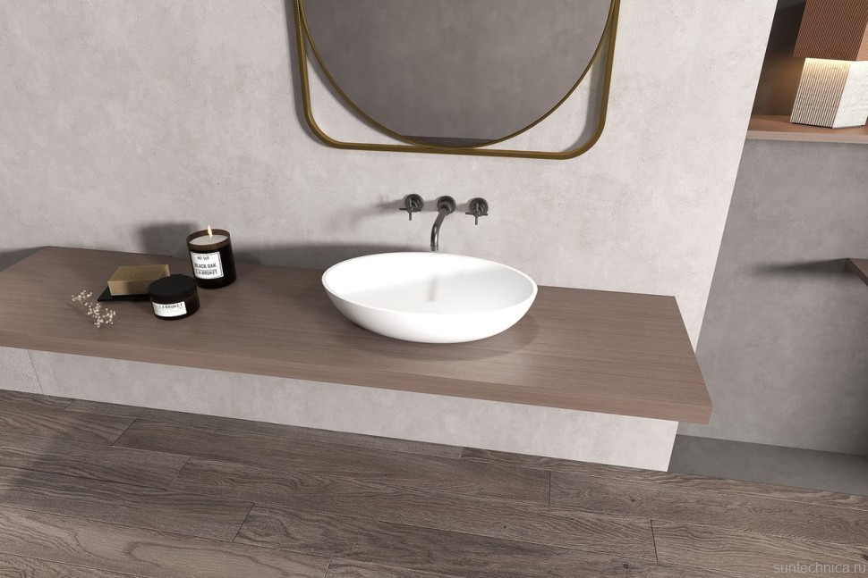 Накладная раковина Abber Stein AS2635 55 матовая белая, овальная, искусственный камень