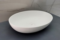 Накладная раковина Abber Stein AS2635 55 матовая белая, овальная, искусственный камень