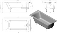 Ванна из искусственного камня Астра-Форм Нью-Форм 170x80 см, правая, пристенная, белая, на ножках