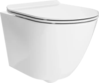 Комплект Унитаз подвесной KERAMA MARAZZI Sfera SF.wc.02 безободковый, с микролифтом, глянцевый белый + Инсталляция + Кнопка FPS.A.NM матовый никель