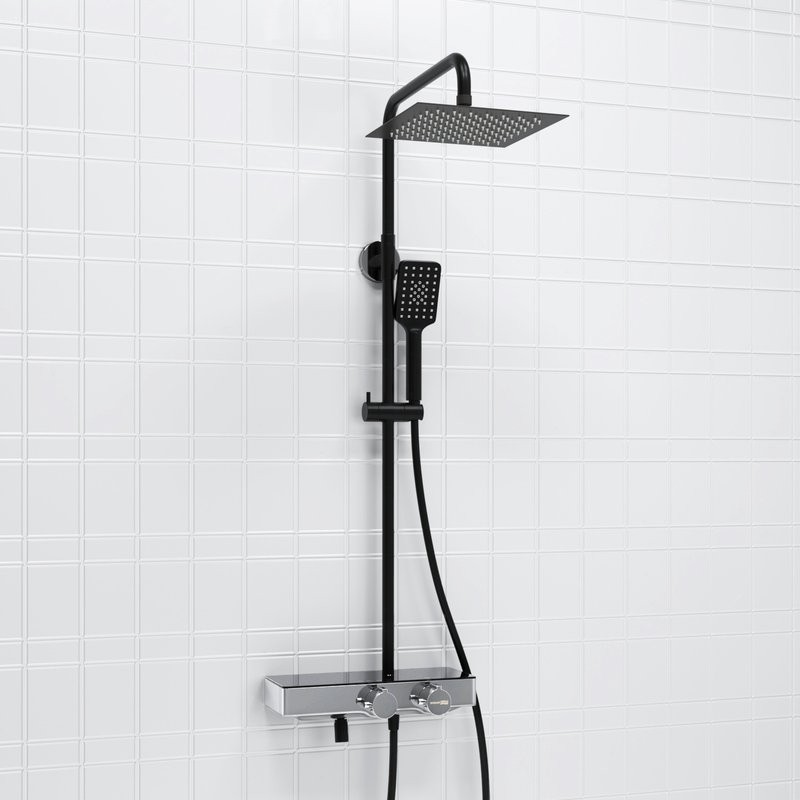 Душевая стойка Wasserkraft Abens 2000 A114.255.130.CB Thermo с термостатом, черная