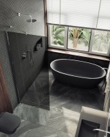 Душевая перегородка Maybahglass MGD-693-5ш 89 см, профиль хром матовый, стекло графит