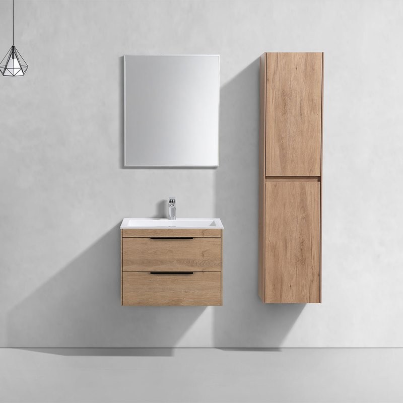 Тумба с раковиной Vincea Chiara 2D 60, 2 ящика, натуральный дуб, с белой раковиной