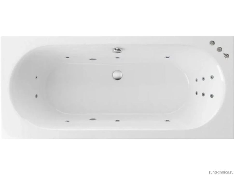 Акриловая ванна Excellent Oceana Slim WAEX.OCE18S.SMART 180x80 см, встраиваемая, с гидромассажем, белая, с каркасом, со сливом-переливом