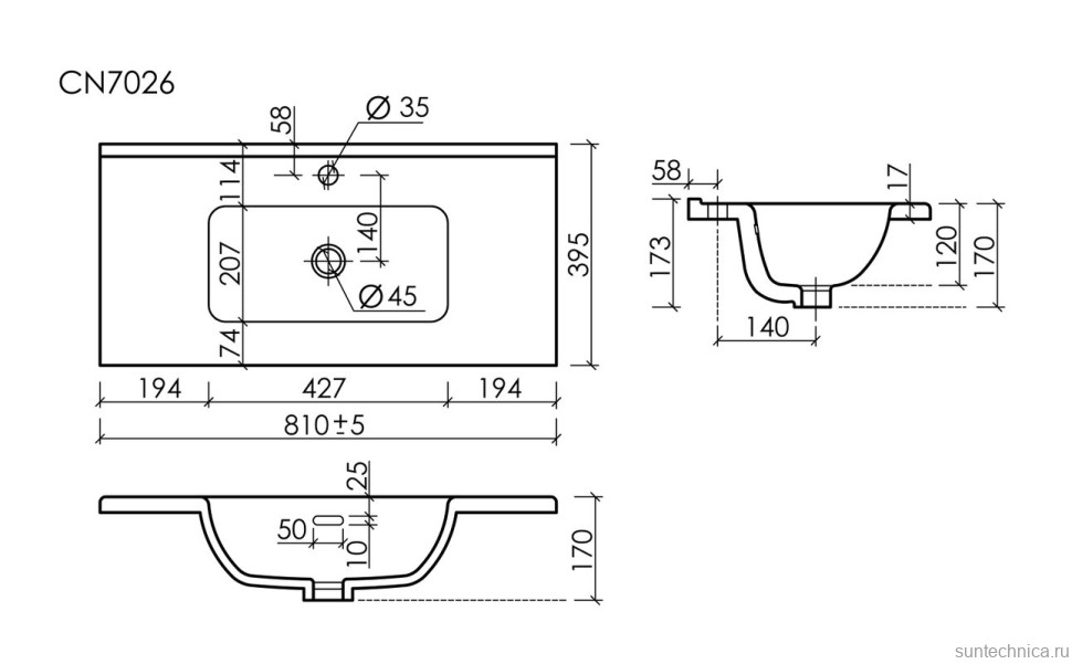 Раковина накладная Ceramicanova Compact 810x395x170, белый, CN7026