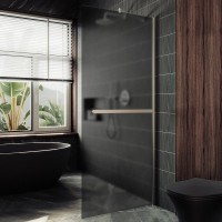 Душевая перегородка Maybahglass MGD-736-5ш 89 см, профиль хром матовый, стекло графит матовое