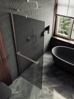 Душевая перегородка Maybahglass MGD-736-5ш 89 см, профиль хром матовый, стекло графит матовое