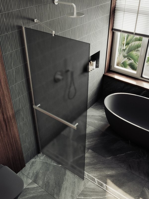 Душевая перегородка Maybahglass MGD-736-5ш 89 см, профиль хром матовый, стекло графит матовое