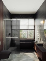 Душевая перегородка Maybahglass MGD-736-5ш 89 см, профиль хром матовый, стекло графит матовое