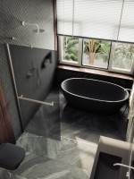 Душевая перегородка Maybahglass MGD-736-5ш 89 см, профиль хром матовый, стекло графит матовое