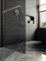 Душевая перегородка Maybahglass MGD-736-5ш 89 см, профиль хром матовый, стекло графит матовое