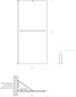 Душевая перегородка Maybahglass MGD-736-5ш 89 см, профиль хром матовый, стекло графит матовое