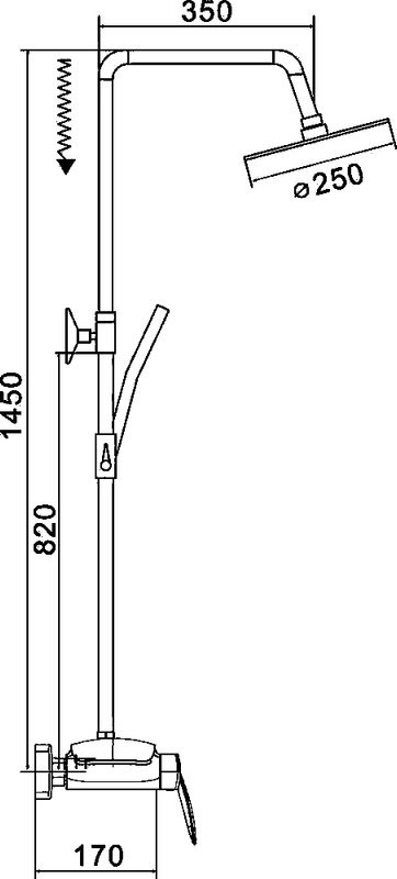 Душевая стойка Rose R1136H с каскадным изливом, черная