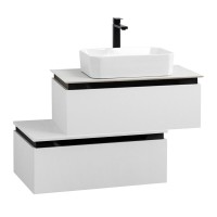 Тумба с раковиной Cezares Slider 80 подвесная, 2 ящика, со столешницей, bianco opaco