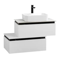 Тумба с раковиной Cezares Slider 80 подвесная, 2 ящика, со столешницей, bianco opaco