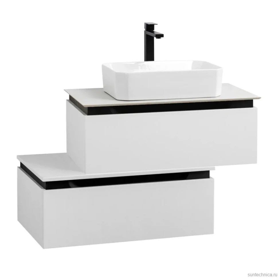 Тумба с раковиной Cezares Slider 80 подвесная, 2 ящика, со столешницей, bianco opaco