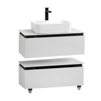 Тумба с раковиной Cezares Slider 80 подвесная, 2 ящика, со столешницей, bianco opaco