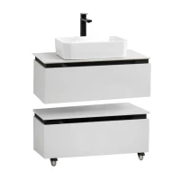 Тумба с раковиной Cezares Slider 80 подвесная, 2 ящика, со столешницей, bianco opaco