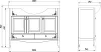 Тумба с раковиной ASB-Woodline Салерно 105 белая, патина серебро