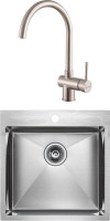 Комплект Мойка Paulmark Kroner PM215151-BS брашированная нержавеющая сталь + Смеситель Bend Be212066-SS