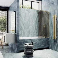 Шторка на ванну Maybahglass MGV-917-3 99 см, профиль золото, стекло бронза матовое