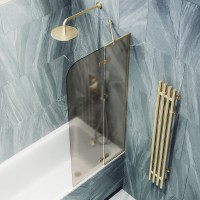 Шторка на ванну Maybahglass MGV-917-3 99 см, профиль золото, стекло бронза матовое